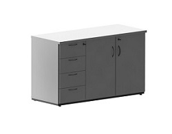 ARMÁRIO CREDENZA COM 02 PORTAS E 04 GAVETAS LATERAIS UNISYSTEM